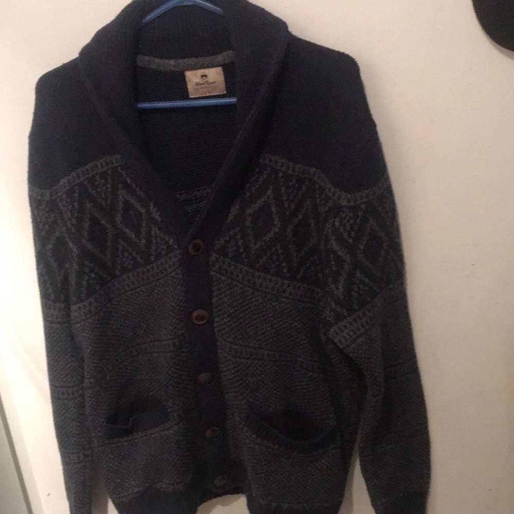 Wind River Heritage Perfect Dad Sweater button up wool by the fireplace sweater